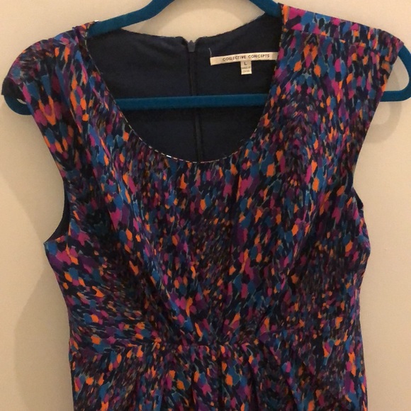 Multicoloured lined fun polyester dress. - Picture 2 of 4